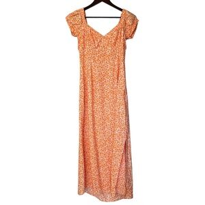 H&M Floral Women’s Flowy Flower Orange, Red and White Milkmaid Dress/ Sundress